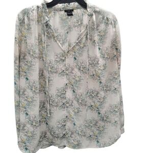 Anne Taylor Women's Dress Floral Print V Neck Blouse Women's Petite Sz MP‎